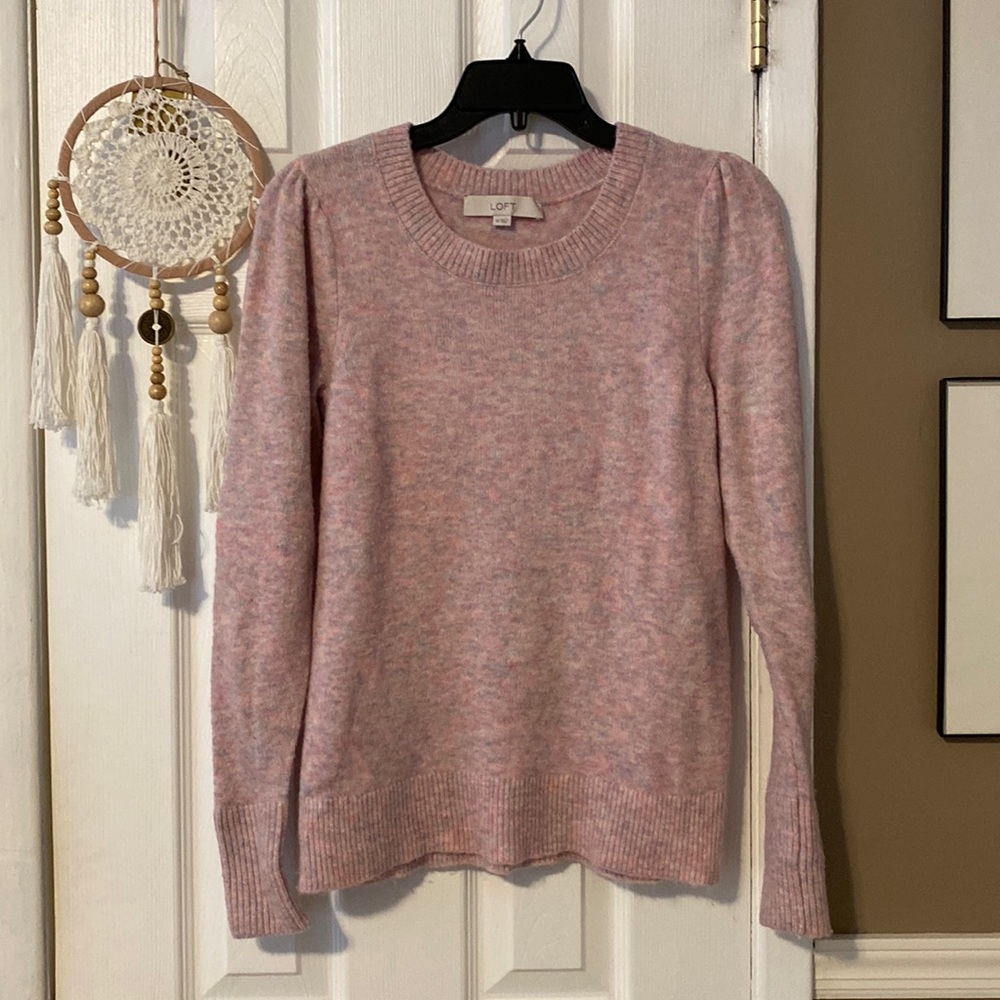 Loft multi pink speck crew neck sweater